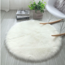 2 Pack Round Shaggy Rugs, White Faux Sheepskin Bedroom Carpets, Soft Plush Floor Mats for Home Decor