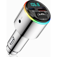 48-W-Bluetooth-Kfz-Adapter mit 30-W-Stromversorgung und 18-W-QC3.0-FM-Transmitter, kompatibel mit Autoradios, 7-farbige LED