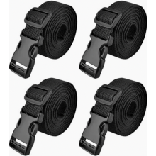 25mm Black Nylon Webbing Straps with Adjustable Buckles, 4 Pack, 1m Length for Bags and DIY Projects