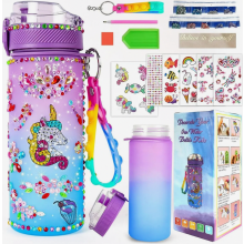 DIY-Einhorn-Trinkflaschen-Bastelset für Mädchen von 4-10 Jahren, Glitzer-Diamant-Aufkleber, Geburtstagsgeschenk