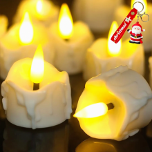 LED Tea Lights with Timer, 12 Pack Flameless Candles with 3D Flickering Flame, Warm White Christmas Decor