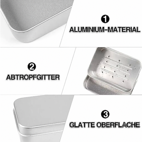 Travel Soap Boxes 2 Pack, Aluminium Soap Cases with Drainage Racks, Waterproof and Rust Resistant Storage 1