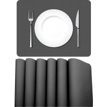 Waschbare Tischsets aus Kunstleder, 6er-Set, wasserfeste PVC-Tischsets, Dunkelgrau, 45 x 30 cm