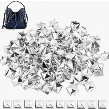 100 quadratische Metallnieten, 8 mm Pyramidenspitzen für Ledertaschen, Riemen, Mäntel und Handschuhe, Silber
