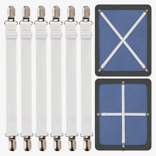 6er-Pack verstellbare Bettlakenhalter, extra lange elastische Bänder mit Metallclips für Matratzen, Sofas und Bügelbretter