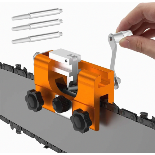 Portable Chainsaw Chain Sharpener Kit, Hand Crank Sharpening Tool for Electric Chainsaws, Orange