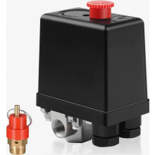 220V Air Compressor Pressure Switch, 4-Hole Regulator Control Valve for Fast Pressure Release