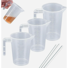 3-teiliges Messbecher-Set, 50 ml, 100 ml, 250 ml, graduierte Dosierbecher aus Kunststoff für Wäsche und Küche