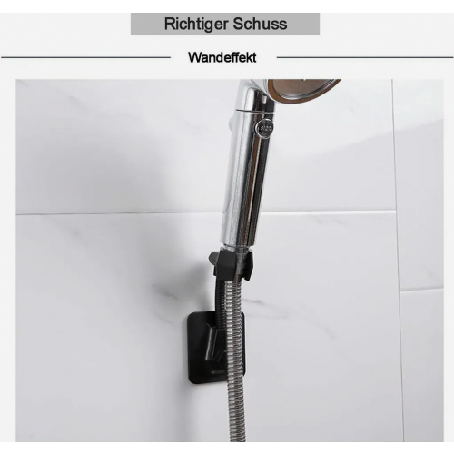 Adjustable Shower Head Holder, No Drilling, 360 Degree Rotation, Wall Mounted Bathroom Accessory, Black 1