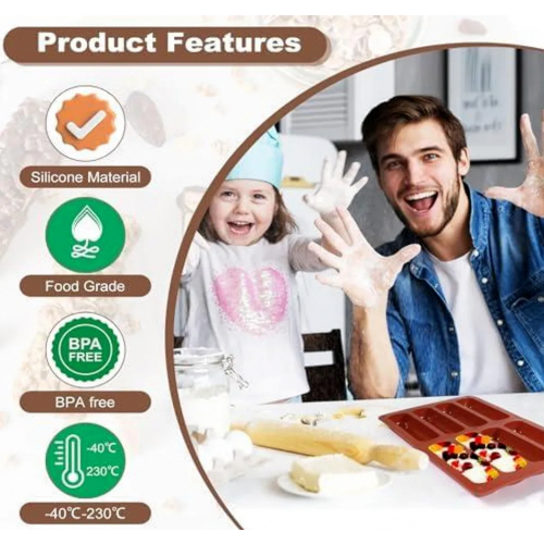 4 Piece Silicone Cereal Bar Mould Set, Reusable Rectangular Chocolate Moulds for Energy Bars and Biscuit Sticks 2
