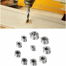 9-teiliges Set mit Bohrtiefenanschlagringen, HSS-Bohrerhülsen, verstellbaren Positionierhilfen, 3 bis 12 mm