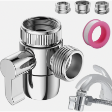 3-Wege-Duschumstellventil, 1/2-Zoll-G1/2-Messing-Wasserhahnadapter mit M22-auf-M24-Gewinde, kompatibel mit Duscharmaturen, Grau