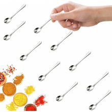 Mini-Gewürzlöffel aus Edelstahl, 7,5 cm, 10er-Set, kleine Messlöffel für Salz und Gewürze