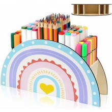 Regenbogenfarbener Stiftehalter aus Holz für den Schreibtisch, Stifteorganizer für Kinder, geeignet für Zuhause, Büro und Schule