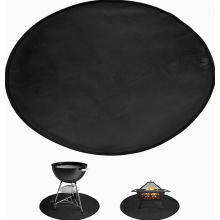 Runde Feuerstellenmatte (91 cm Durchmesser), 3-lagige, feuerfeste Grillmatte, Hitzeschutz aus Fiberglas und Aluminiumfolie, Schwarz
