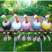 Dekorative Hahnenfigur, 28 cm, Gartenornament aus Kunstharz und Keramik, wetterfest