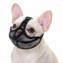 Maulkorb für Französische Bulldoggen mit kurzer Schnauze, atmungsaktives Netzgewebe, verstellbare Passform, Beißschutz, Größe S, Schwarz