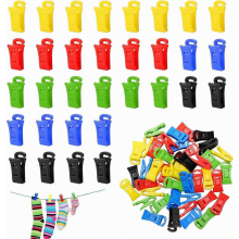Sockenclips für Waschmaschine und Trockner, 60er-Packung, farbenfrohe, rutschfeste Sockenhalter mit Haken