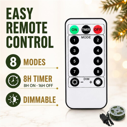 100m 1000 LED Cold White Fairy String Lights Green Wire Remote Timer 8 Modes Dimmable 1
