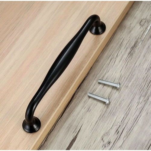 12 Pack 128mm Kitchen Cabinet Handles, Black Aluminium Alloy Pulls with Screws for Cupboard Doors and Drawers 2
