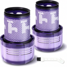 Set van 2 vervangingsfilters compatibel met de draadloze stofzuigers V12, SV34 en SV35, inclusief 1 reinigingsborstel.