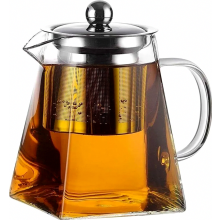 Glazen theepot met roestvrijstalen infuser en handvat, 350 ml theepot voor thuis, op kantoor en dagelijks gebruik.