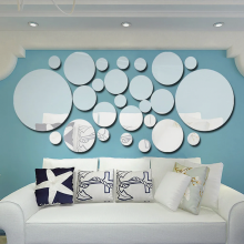 Set van 36 ronde spiegel muurstickers, verwijderbare zelfklevende 3D decoratieve panelen voor woonkamer en slaapkamer.