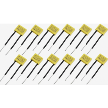 12 stuks LED-ruisonderdrukkingscondensatoren, 0,22 µF 275 V x 2 radiale veiligheidscondensatoren voor flikkerende of gloeiende lampen