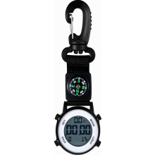 Digitale clip-on quartz zakhorloge, geschikt voor medische uniformen, met lichtgevende wijzerplaat, kalender, alarm en kompas.
