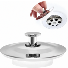Universele roestvrijstalen afvoerstop voor gootsteen, met handige handgreep, 42-44 mm, voor keuken en badkamer.