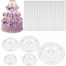 Set van 5 herbruikbare taartpilaren, plastic steunen voor bruidstaarten en verjaardagstaarten met meerdere lagen, 9, 12, 16, 20 en 26 cm