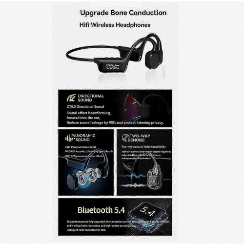 Ασύρματα ακουστικά Bluetooth 5.4 με οστική αγωγιμότητα S10, βάθους 30 μέτρων, αδιάβρ 2