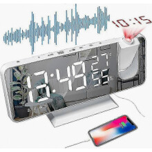 Projectorwekker, FM-radiowekker, plafondprojectorwekker met 180 projectie