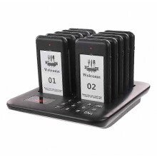 Wireless Restaurant Pager+10 Coasters Buzzer Pager Receiver Calling System for Bar Cafe Food Court FEdition 1028