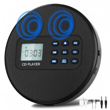 CD-Player mit Lautsprechern: Wiederaufladbarer Walkman-CD-Player, Discman-CD-Player mit Kopfhörern, spielt 2-Yard-CDs ab