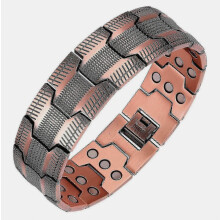 Pulsera de cobre para hombre, 3 veces más resistente, 99,99 % de cobre puro, magnética con imanes, longitud ajustable con herramienta d