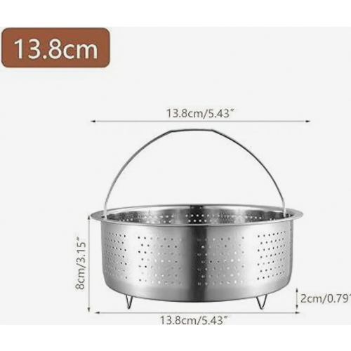 Dampfeinsatz aus Edelstahl mit Griff, 13,8 cm Durchmesser, für Töpfe, Gemüse, Obst und Eier 1
