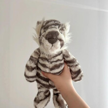 Shy Snow Tiger Plush Toy Soft Stuffed Animal Cuddly Companion for Kids Birthday Gift