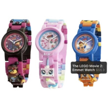 (pink) Kids Watch Building Blocks Toy Set - Police Batman Superman Ninja Kai Emmet Minifigures