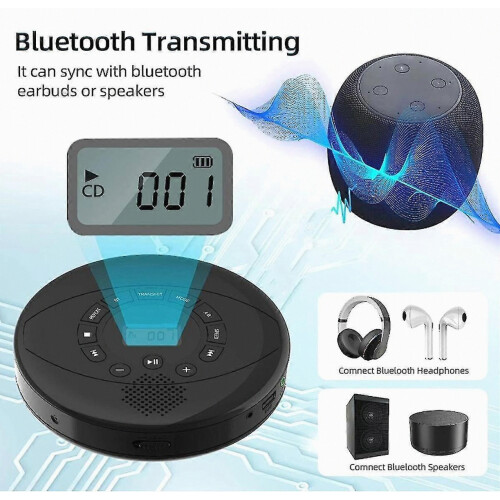 Φορητό CD Player Walkman Bluetooth CD Walkman Ενσωματωμένο ηχείο Επαναφορτιζόμενο CD Player με U 2