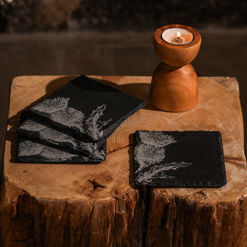 Thistle Slate Coasters - Set of 4