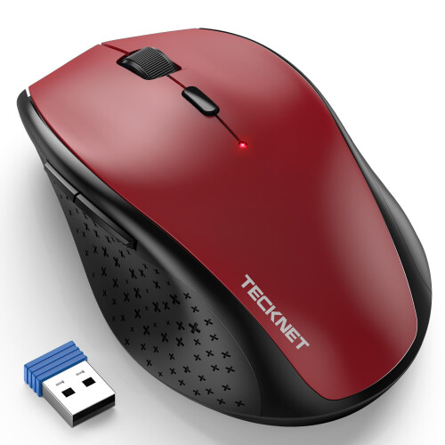 TeckNet TECKNET Wireless Mouse for Laptop, 4800 DPI Optical Computer Mice, Red