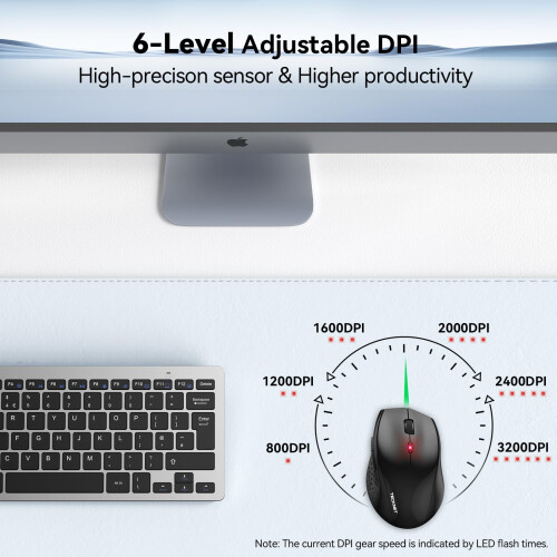 TeckNet TECKNET Wireless Mouse for Laptop, 4800 DPI Optical Computer Mice, Black 1