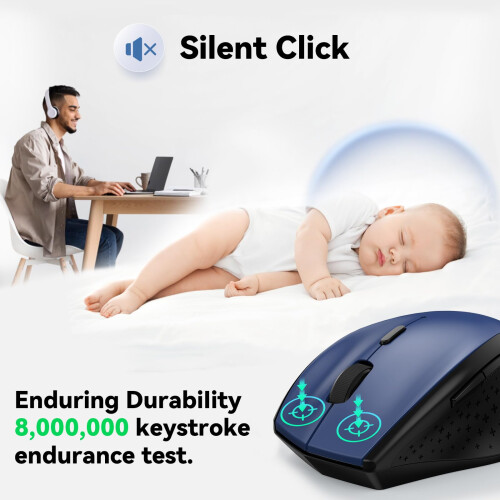 TeckNet TECKNET Wireless Mouse for Laptop, 4800 DPI Optical Computer Mice, Blue 1