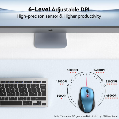 TeckNet TECKNET Wireless Mouse for Laptop, 4800 DPI Optical Computer Mice,Dark Blue 1
