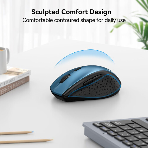 TeckNet TECKNET Wireless Mouse for Laptop, 4800 DPI Optical Computer Mice,Dark Blue 2