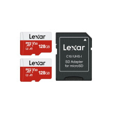 Lexar 128GB 2 Pack Micro SD Card E Series, microSDXC UHS-I Flash Memory Card with Adapter - Up to 100MB/s, A1, U3, Class10, V30, High Speed TF Card (2