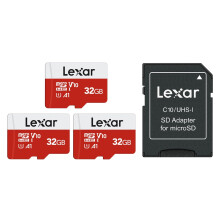 Lexar Micro SD Card 32GB 3 Pack E Series, Up to 100MB/s, microSDXC UHS-I