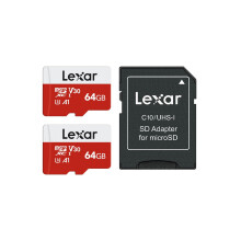 Lexar Micro SD Card 64GB 2 Pack E Series, Up to 100MB/s, microSDXC UHS-I