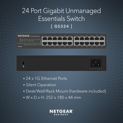 Netgear NETGEAR 24 Port Gigabit Network Switch, Unmanaged Ethernet Switch GS324 1